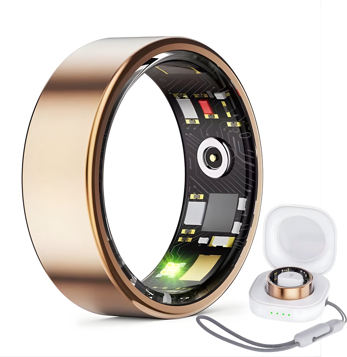 Royal Empire Smart Ring – Slimme Ring voor Heren & Dames – Inclusief Oplaaddoosje – Slaapmonitoring, Hartslag, Bloeddruk & SpO2 – IP68 Waterdicht – Nederlandse App – Maat 8
