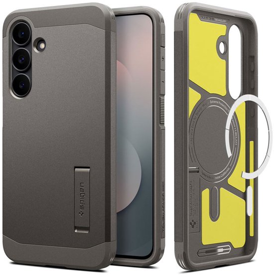 Coque arrière Spigen Tough Armor compatible MagSafe pour Samsung Galaxy S25 FE - Gris anthracite