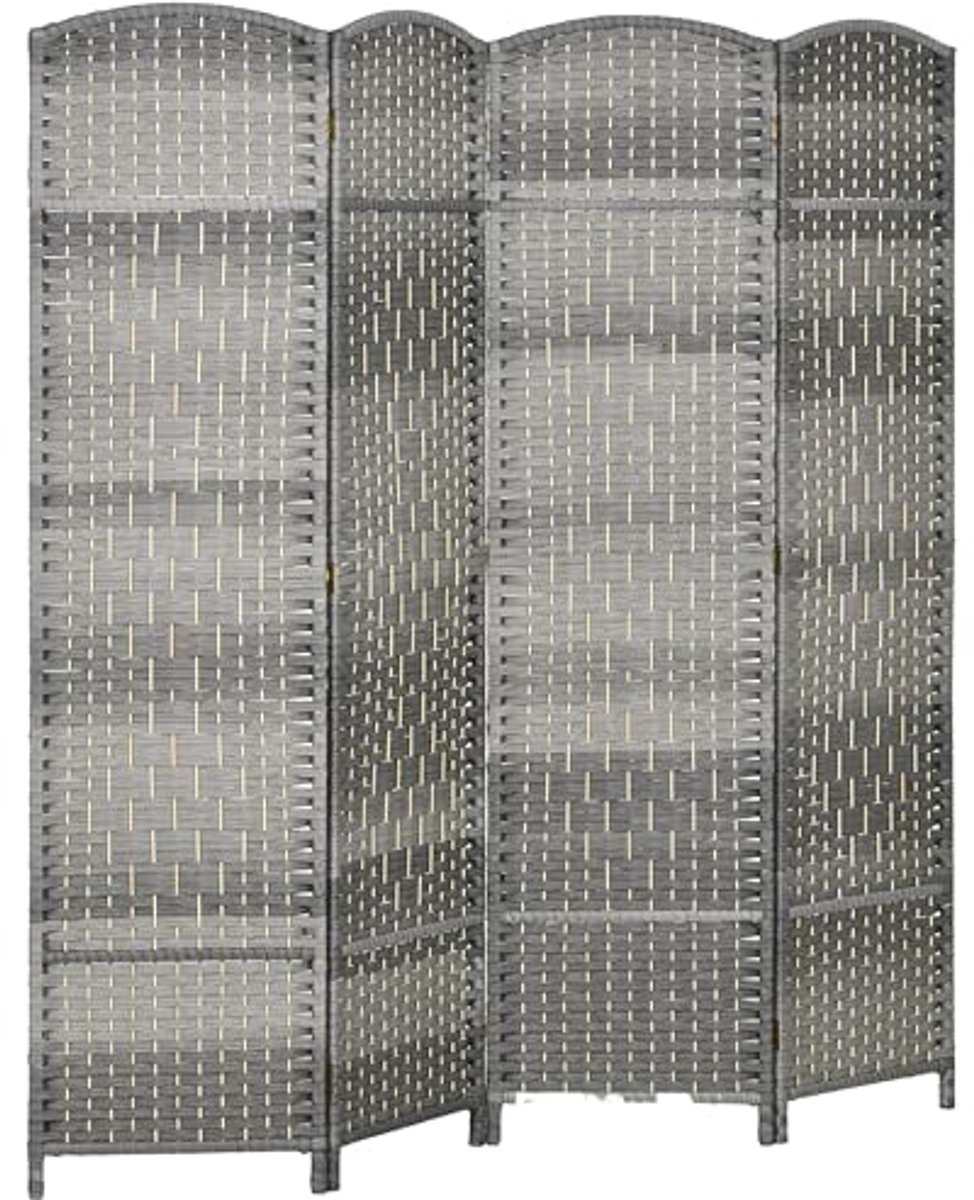 Opvouwbaar Houten Kamerscherm - 4 Panelen Scheidingswand voor Woonkamer en Slaapkamer - Gr