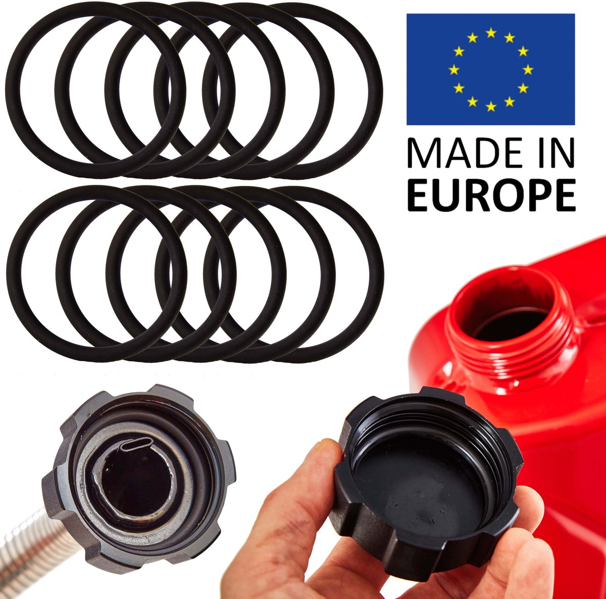 BW® 10x vervangende afdichting voor schenktuit voor brandstoftanks metalen benzinetanks met schroefdop - 10 stuks - Gemaakt in Europa