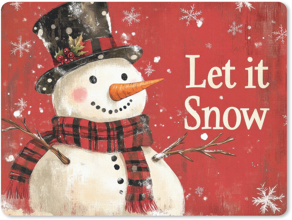 Muismat 23x19 cm - Mousepad Sneeuwpret - Winter - Sneeuwpop - Muismatten
