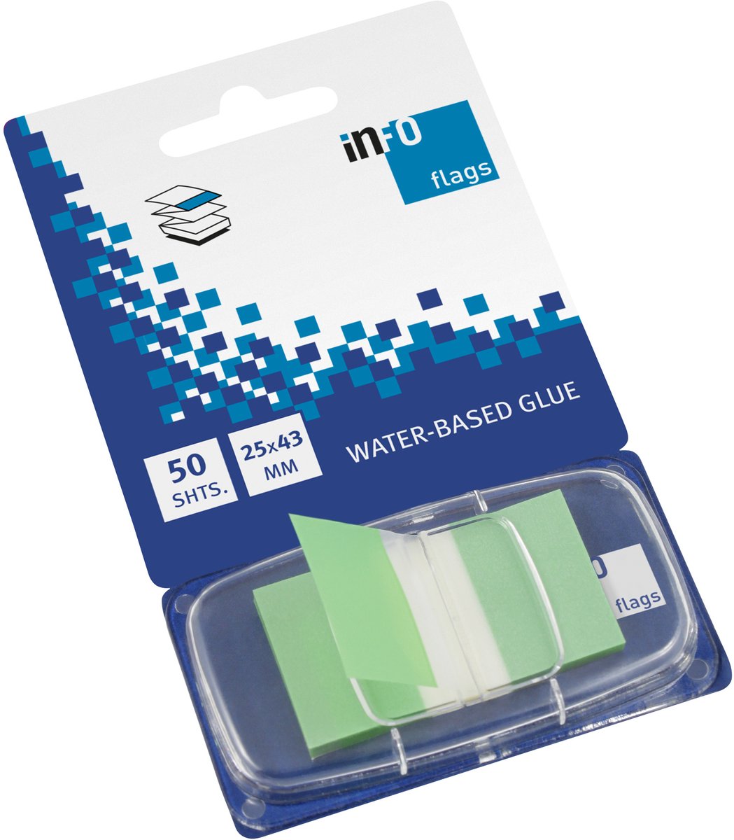 Info page markers - blister met 50 stuks - 25x43mm - groen - IN-7728-43