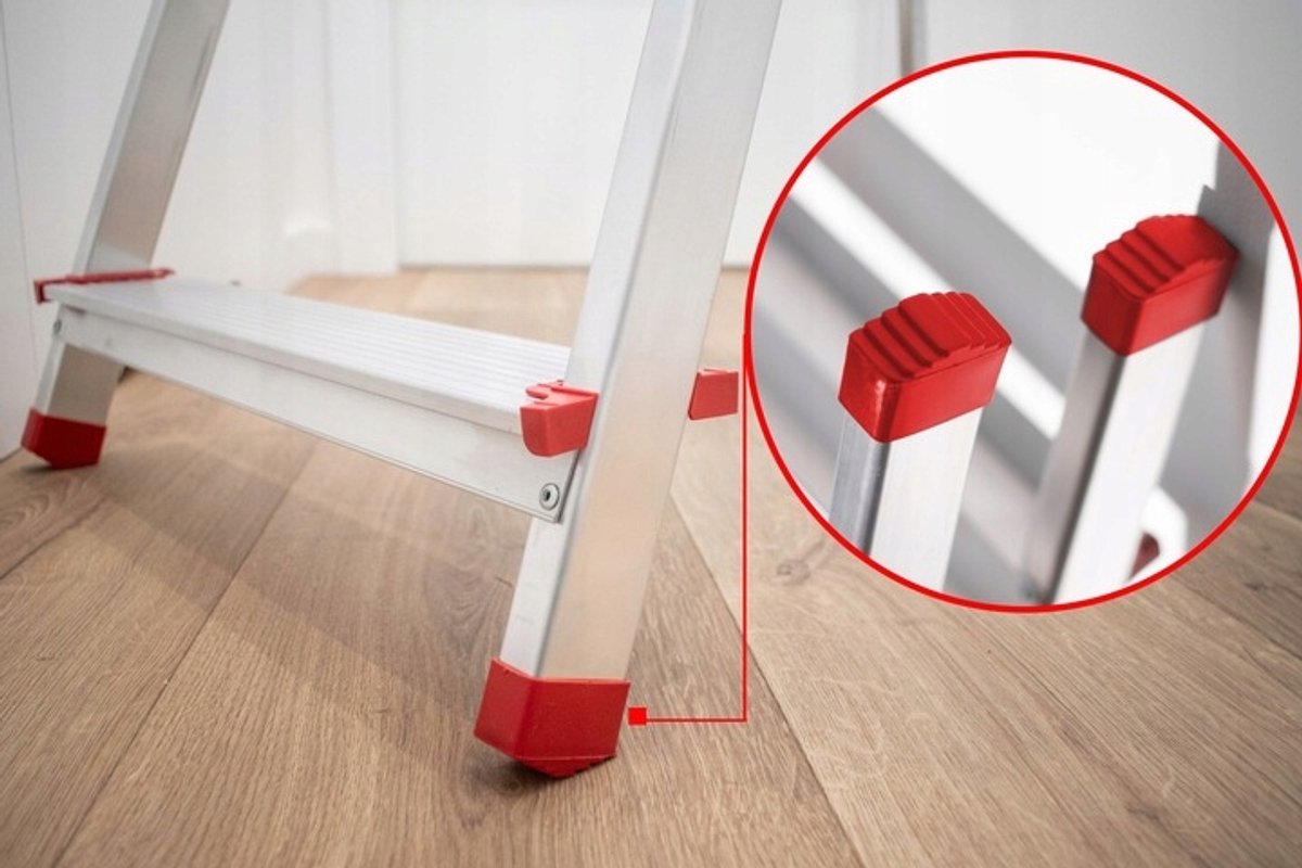 Baulich Opvouwbare aluminium ladder met haak - 4 treden vouwladder met antislip treden - werkhoogte 275 cm, max. 125 kg – foto 5