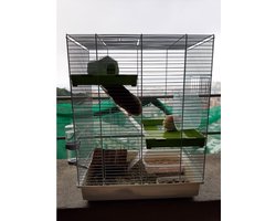Hamsterkooi met Hamsterspeelgoed - Rattenkooi - Hamster Kooi met 3 Verdiepingen - Wit