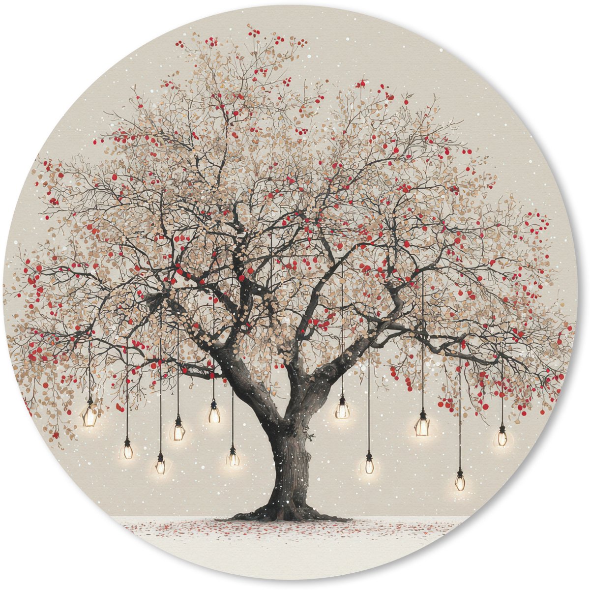 Muismat rond 50x50 cm - Mousepad Lichtboom - Winter - Kerst - Meerkleurig - Ronde muismatten