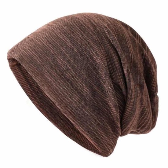 Chapeau décontracté une pièce : chapeau en coton doux et fin pour femmes et hommes, jersey respirant, haut élastique pour toutes les saisons, idéal pour la chimiothérapie ou la course à pied, marron