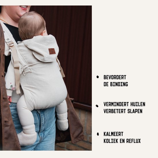 ByKay Draagzak Click Carrier Deluxe PRO - Luxe Draagzak Draagzak Baby vanaf broekmaat 62/68 tot +/- 3jaar - Maximale Ondersteuning, Comfort & Ergonomie - Click & Go - voor Buik, Heup en Rug - Linnen Oat van Merkloos — afbeelding 2