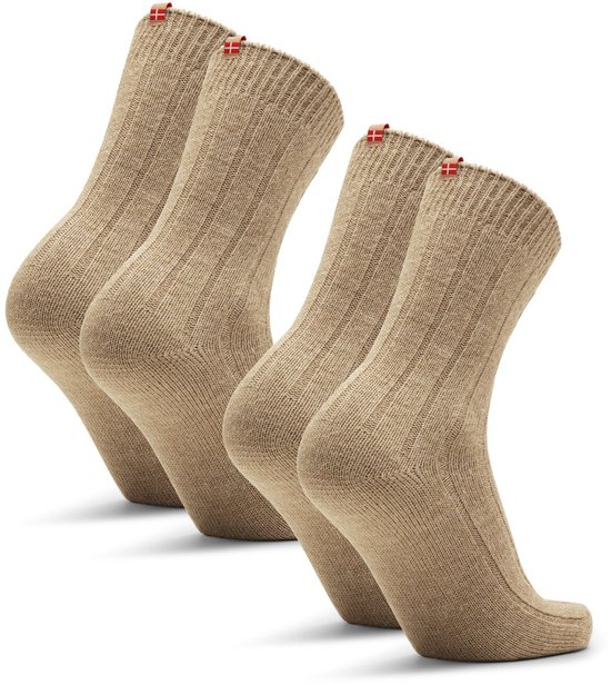 Chaussettes en laine d'alpaga DANISH ENDURANCE - Chaussettes thermiques en laine d'alpaga - Laine naturelle douce, Unisexe - Beige chiné - Pointures 39 à 42