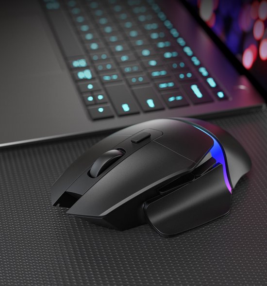 Lancoon Draadloze Gamingmuis – 2,4GHz, RGB Honingraat, 3200 DPI, 7 Knoppen, Lichtgewicht, Ergonomisch, Voor Pc En Laptop