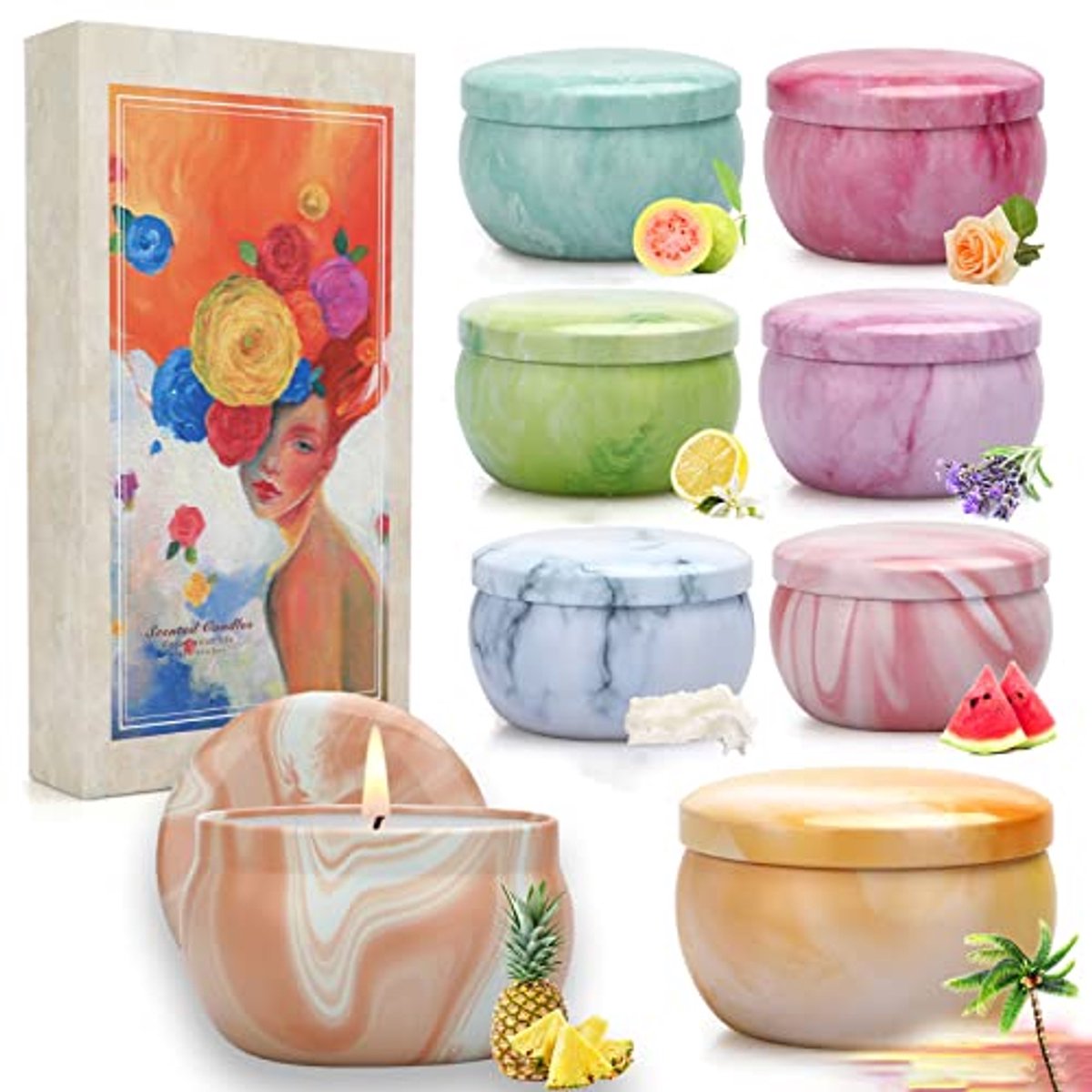 Aromatherapie Geurkaarsen Geschenken voor Vrouwen - 8 Pack Natuurlijke Soja Kaarsen