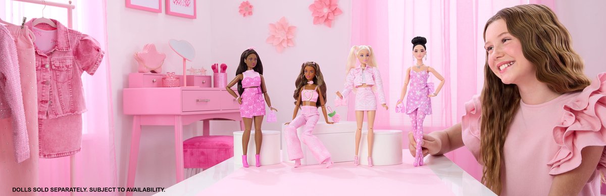 Barbie Deluxe Stijl - Roze Denim Croptop en Bruin Haar - Modepop — afbeelding 9