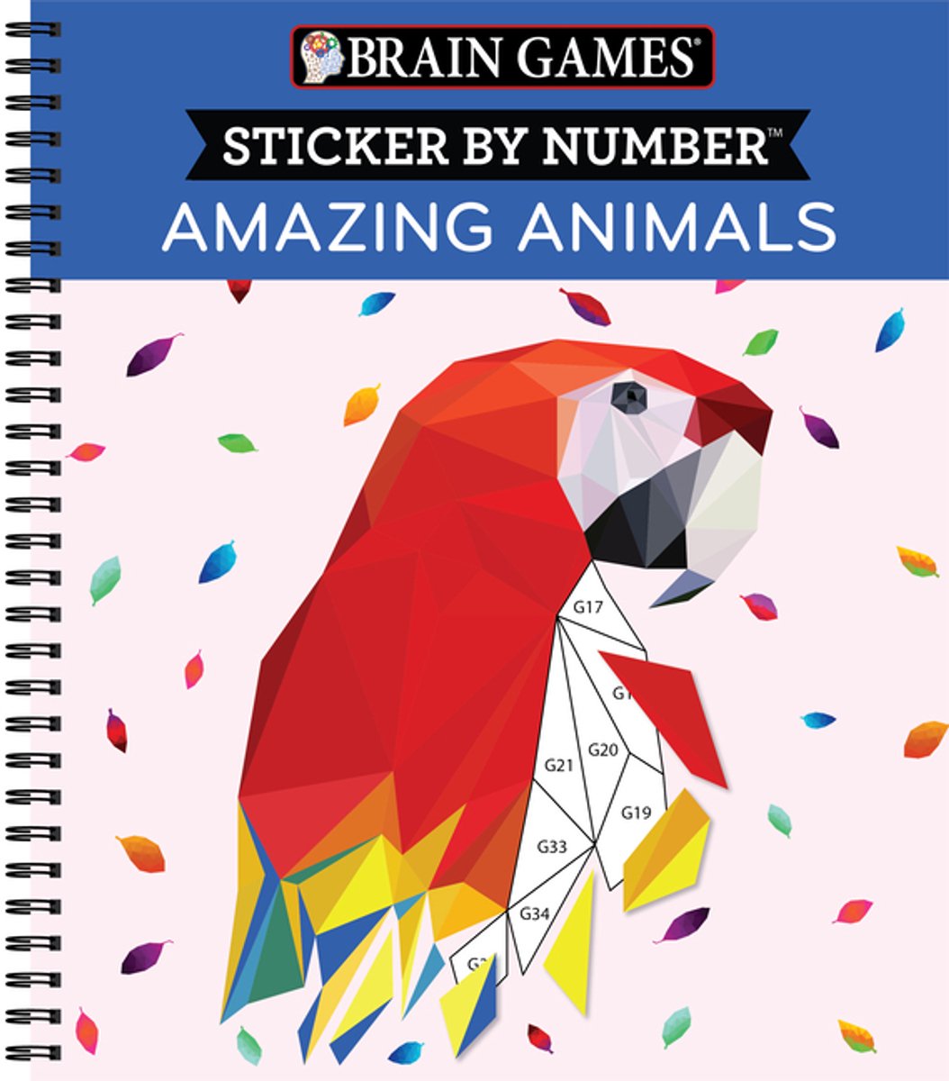 Omslag van Brain Games - Sticker by Number- Brain Games - Sticker by Number: Amazing Animals (13 Images to Sticker)