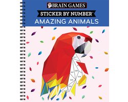 Omslag van Brain Games - Sticker by Number- Brain Games - Sticker by Number: Amazing Animals (13 Images to Sticker)