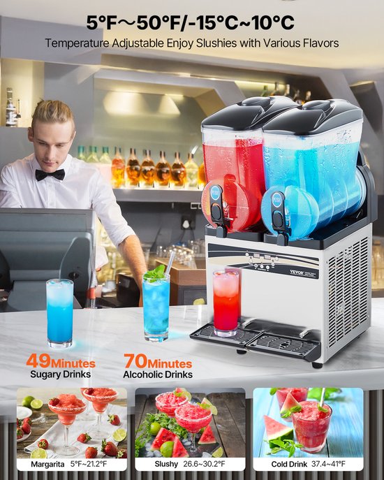 VEVOR Commerciële Slushy Machine 15Lx2 Margarita Smoothie Bevroren Drankmaker van Vevor — afbeelding 3