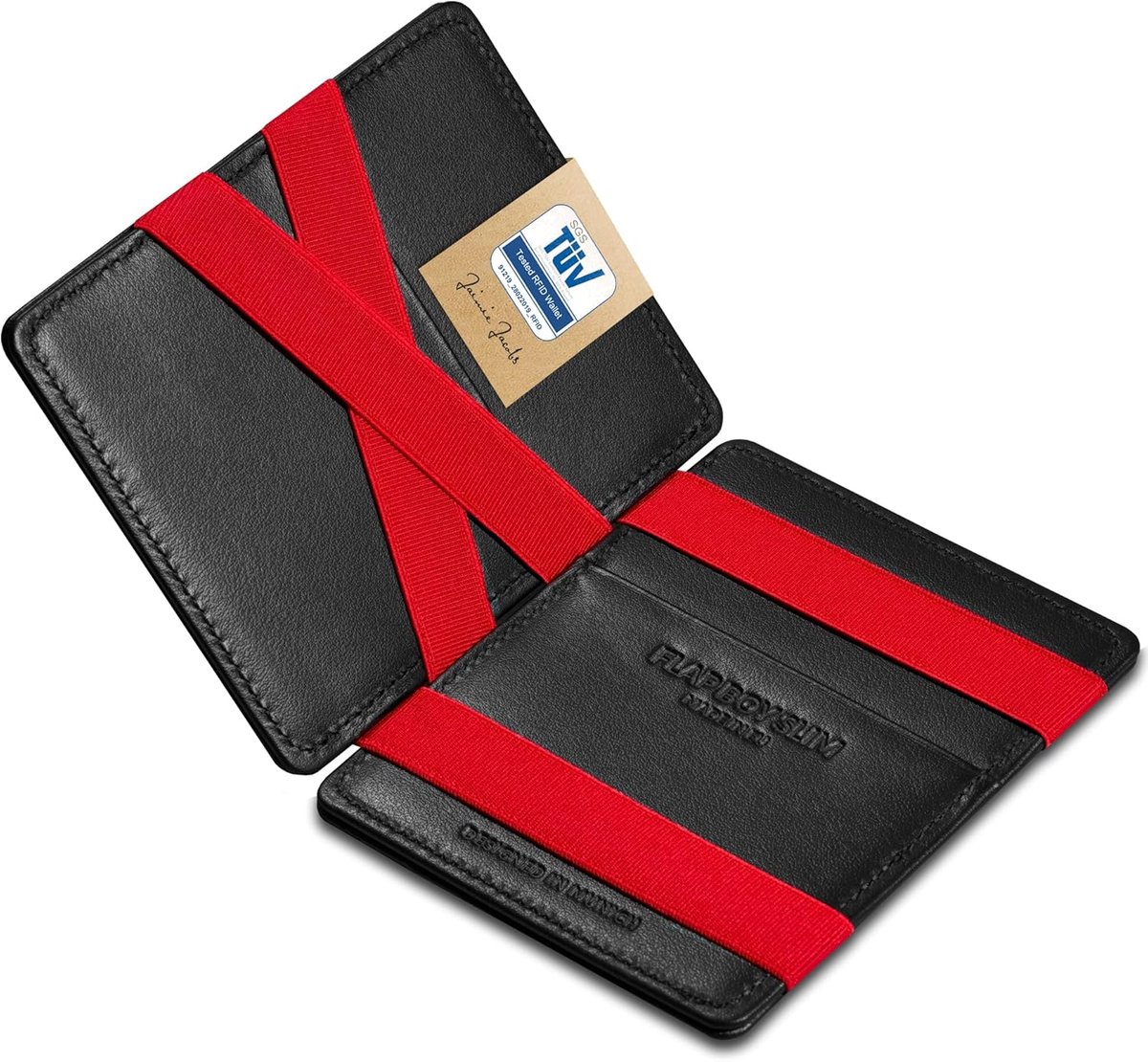 Jaimie Jacobs Flap Boy Slim - The Original - Magische portemonnee Slanke portemonnee RFID-bescherming voor mannen Geldclip Kleine slanke portemonnee Cadeau Echt leer Flap Boy Slim