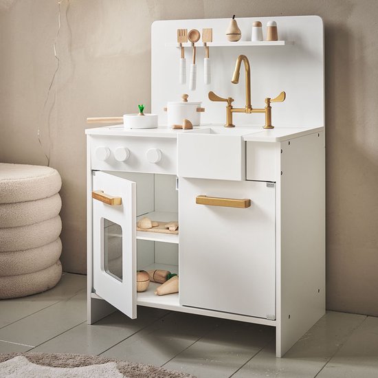 Petite Amélie Speelkeuken Wit - Kinderkeuken incl. 7 Keukenaccessoires - H 83,5 cm