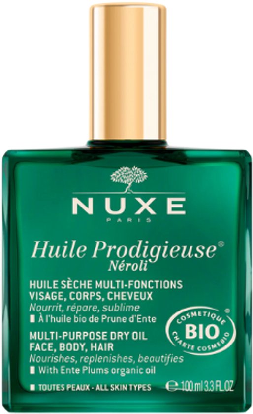 Groene Nuxe Huile Prodigieuse Néroli fles met gouden dop, 100ml.
