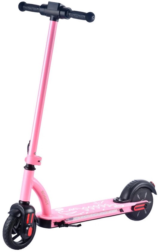 Elektrische kinderstep 8-12 jaar inklapbaar 100W 10 km/u 24V 2,6Ah LED verlichting massieve banden roze