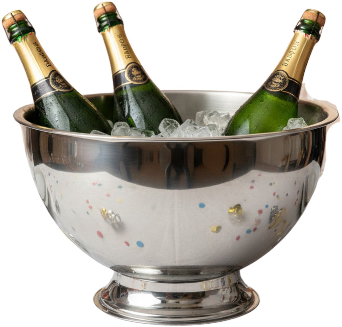 Excellent Houseware Champagnekoeler - op voet - RVS - zilver - 30 x 19 cm - schaal