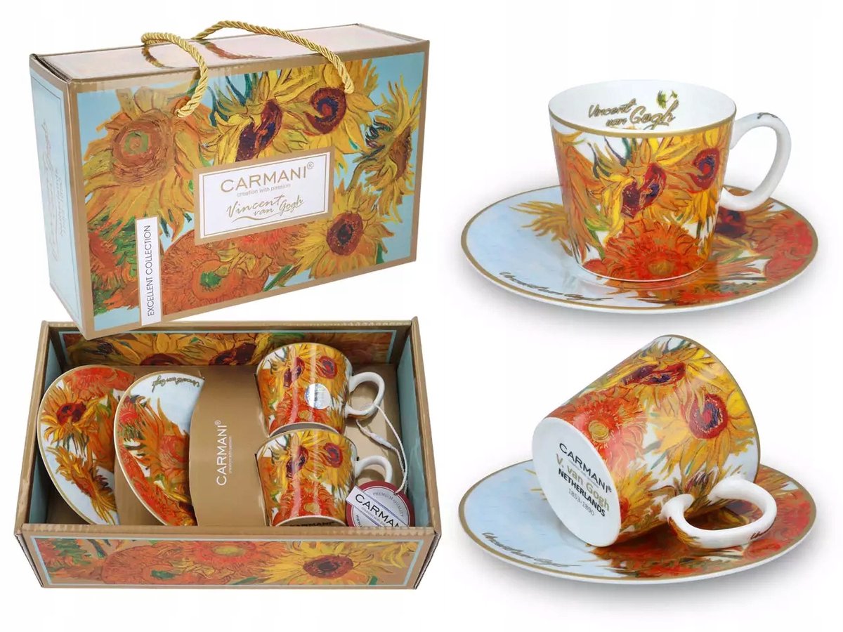 2x Espresso Kopjes Van Gogh Zonnebloemen - Carmani