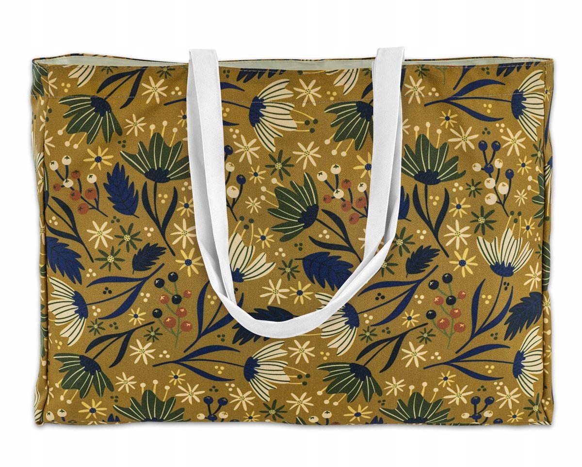 Grote Strandtas XXL - 45x33x8 cm - Duurzaam Oxford Materiaal - Mosterdgeel