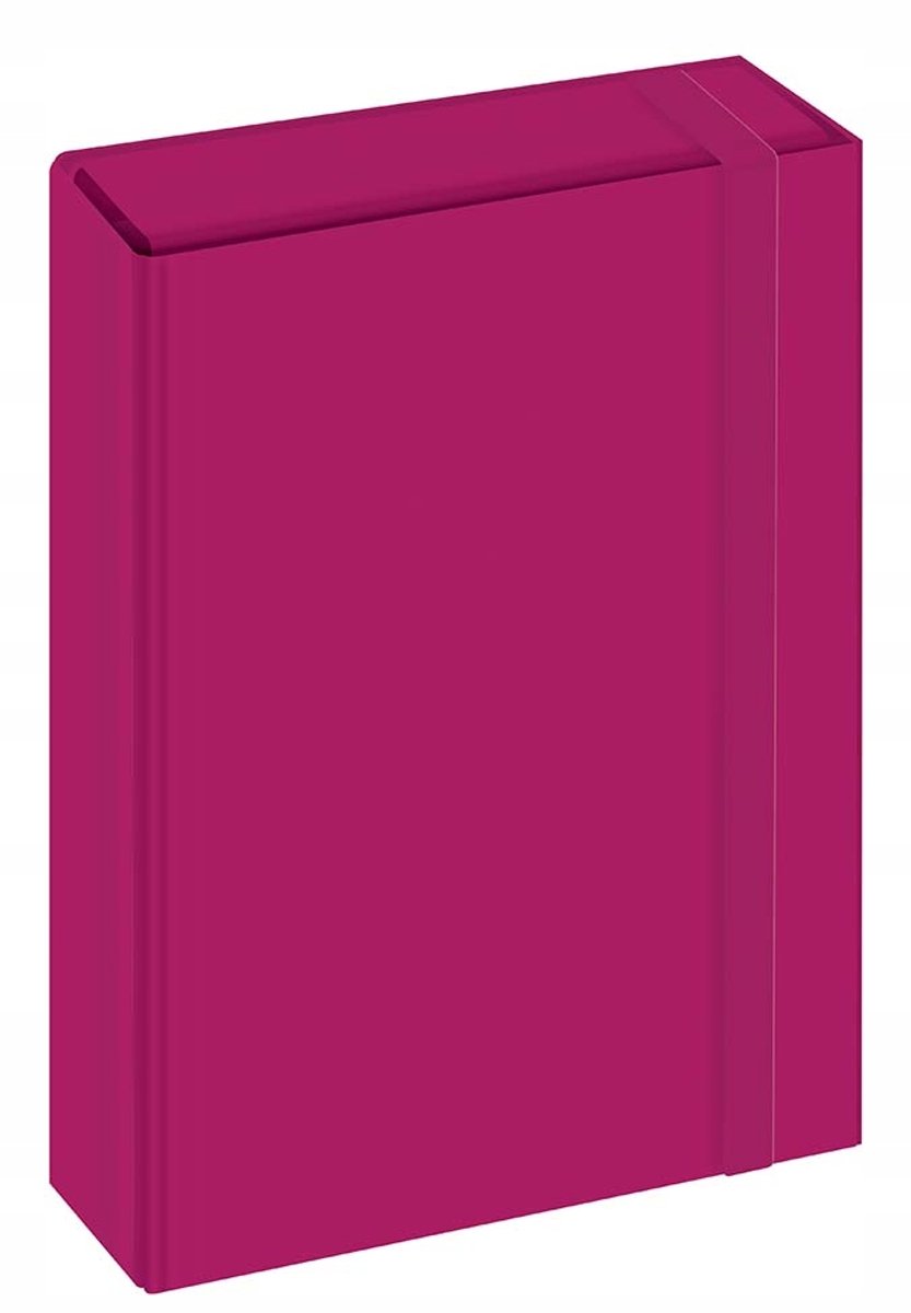 Interdruk BOX A4 kaart met elastische, harde kaft, fuchsia