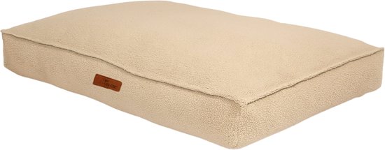 By Cee Cee Orthopedisch Hondenkussen - Geschikt Als Benchkussen & Hondenbed - Hondenmand Met Wasbare Hoes - Hondenkussen XXL - Foam Flakes Vulling - Teddystof Zandkleur - 120x80x18cm - Oliver
