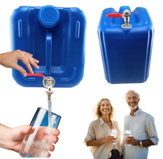 Jerrycan kunststof 20L transparant met kraan kopen? Camping & campingaccessoires