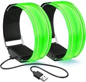 4 Bracelets LED Rechargeables USB - Visibilité Nuit Pour Course, Vélo, Chien - Réglables