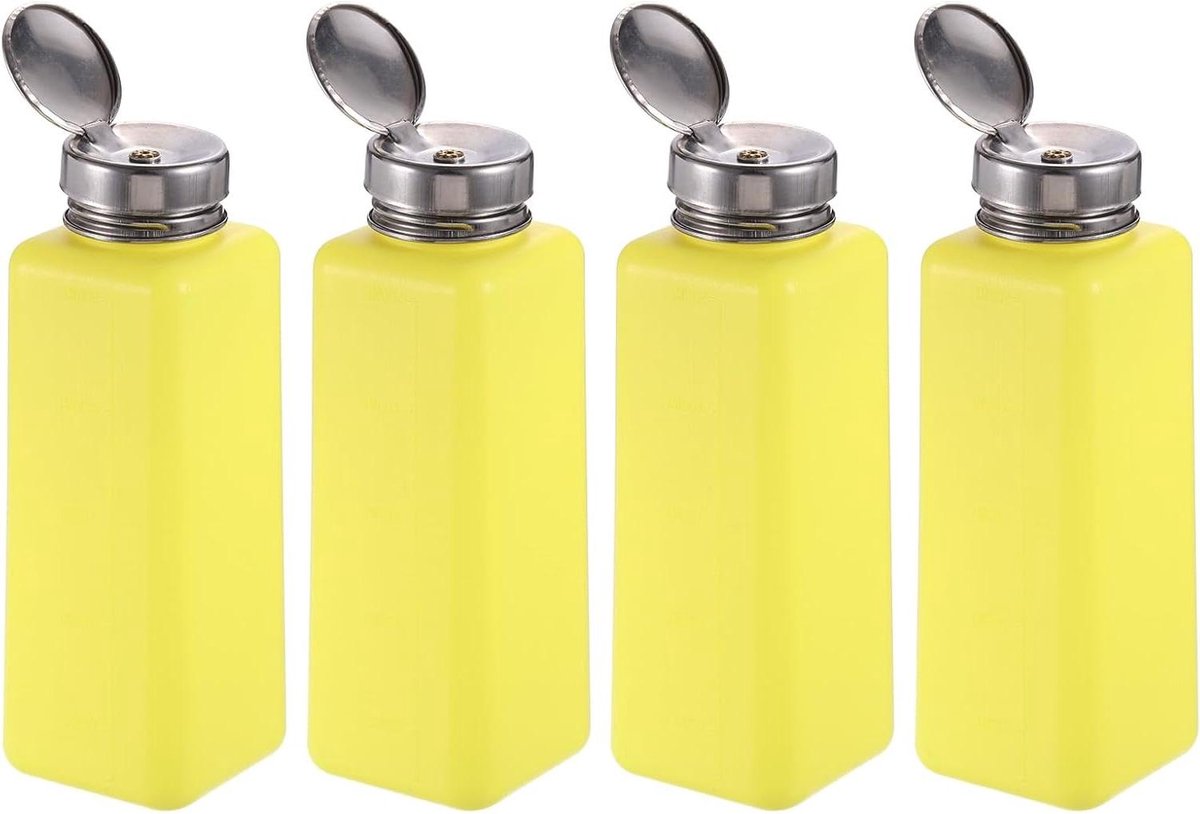 Image of 4 stuks Push Down Alcohol Dispenser Pomp - 500 ml - Navulbare Flessen voor Acetonreiniger en Nagellakverwijderaar