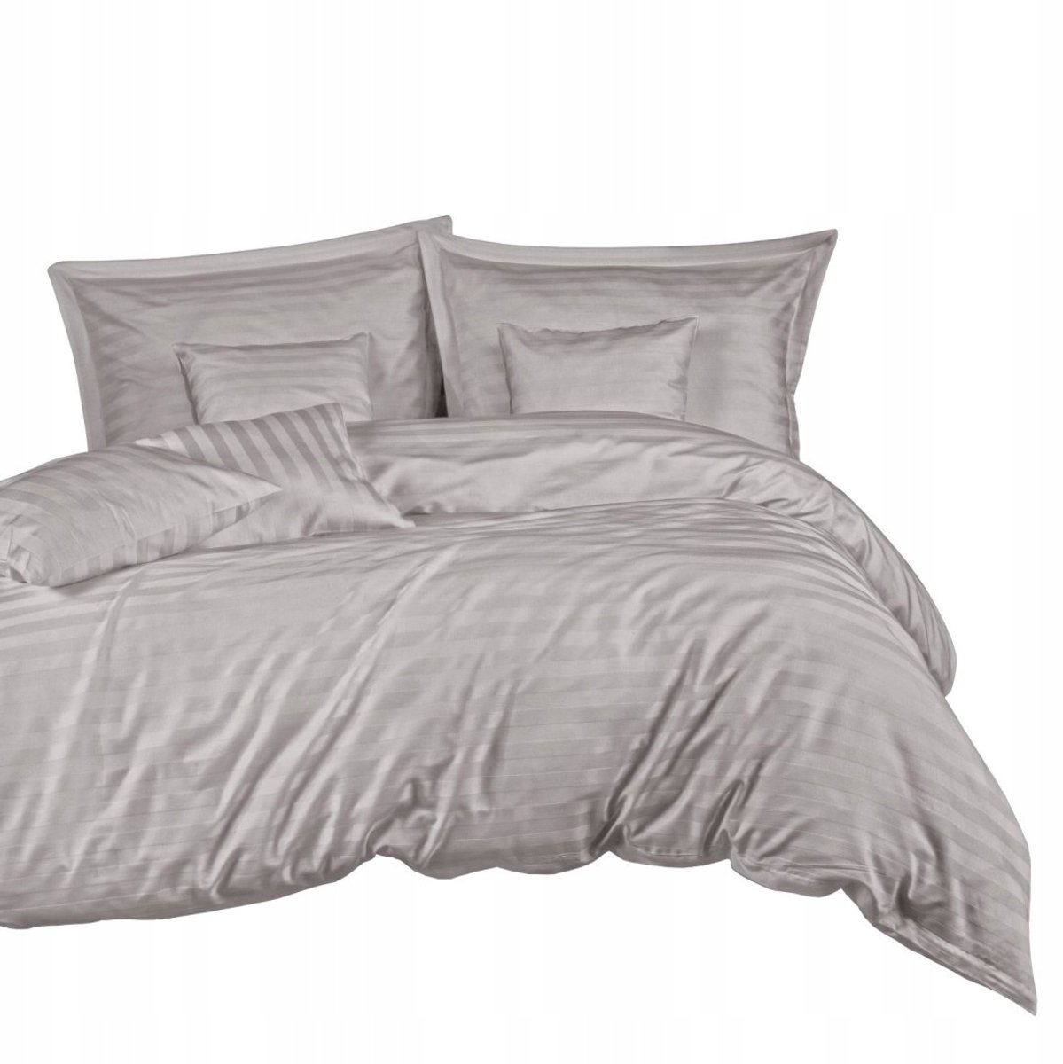 Luxe Bamboe Katoen Satijn Beddengoed Set STRIPE GREY 180x200cm