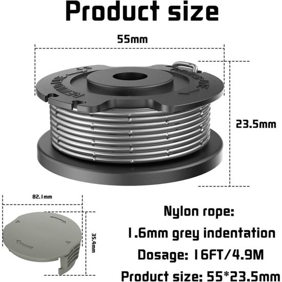 6-pack vervangende nylon trimmerspoel F016800569- compatibel met Bosch EasyGrassCut 18 23 26 SL (6 lijnspoelen- 2 spoelhoezen) — afbeelding 4