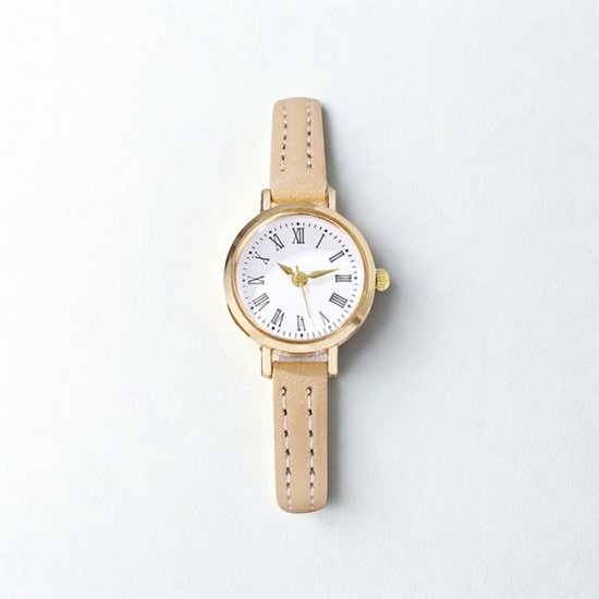 Montre femme avec bracelet en similicuir - Boîtier en acier inoxydable doré 3,6 cm - Klein, élégante et intemporelle - Rose nude - The Jewellery Salon