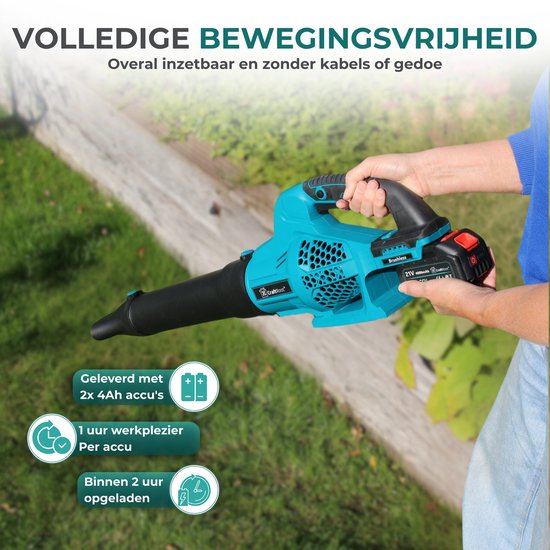 CraftRoot Accu Bladblazer - Draadloze Elektrische Bladblazer met 2x 4.0Ah Accu - Krachtig en Compact - 200km/h - 21.000 RPM van Merkloos	 — afbeelding 2