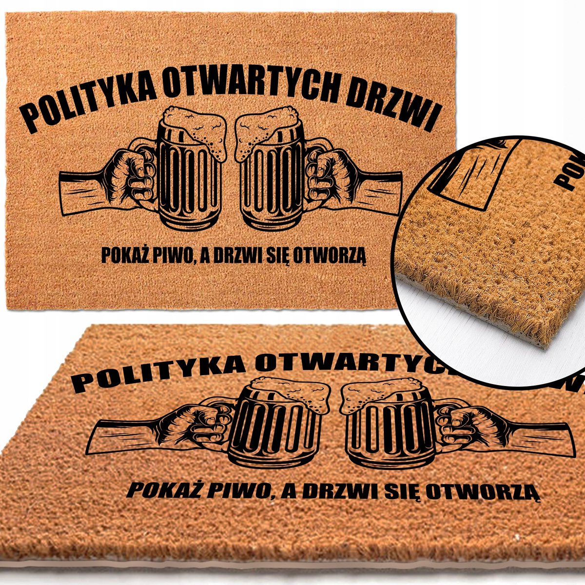 Kokosmat 40x60cm - Deurmat met grappige tekst 'Let Beer See'
