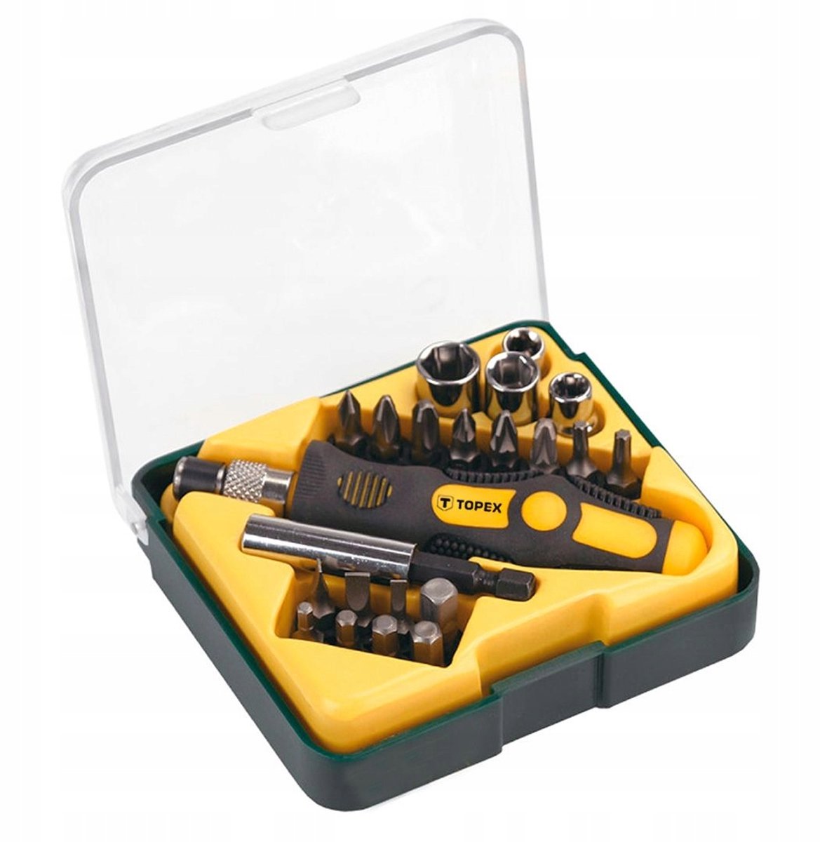 TOPEX Schroefbitset met Handvat - 22 Delen