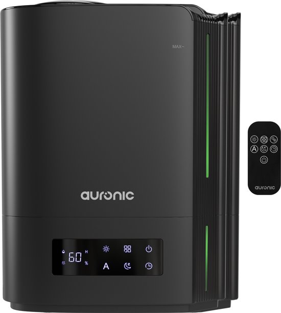 Auronic Luchtbevochtiger - 5 Liter - Geschikt voor Woonkamer, Kantoor, Slaapkamer, Babykamer en Meer - BPA-Vrij - Zwart