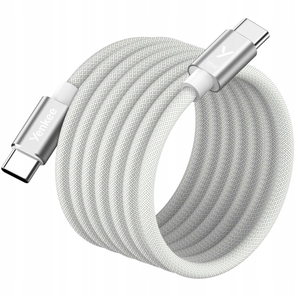 Yenkee Magnetische USB-C Kabel 60W 1.5m Snel Laden Opwindbaar