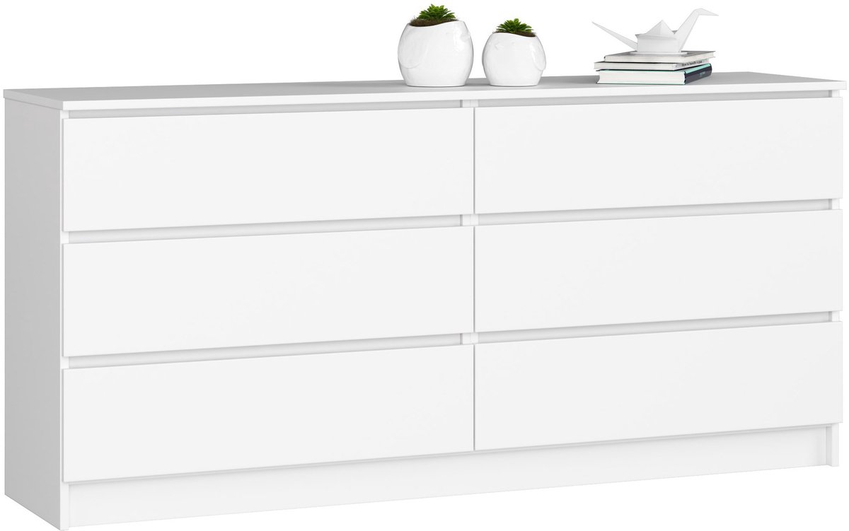 Akord Ladekast K160 met 6 Lades / AKORD Furniture Factory / Wit / 160 x 77 x 40 cm