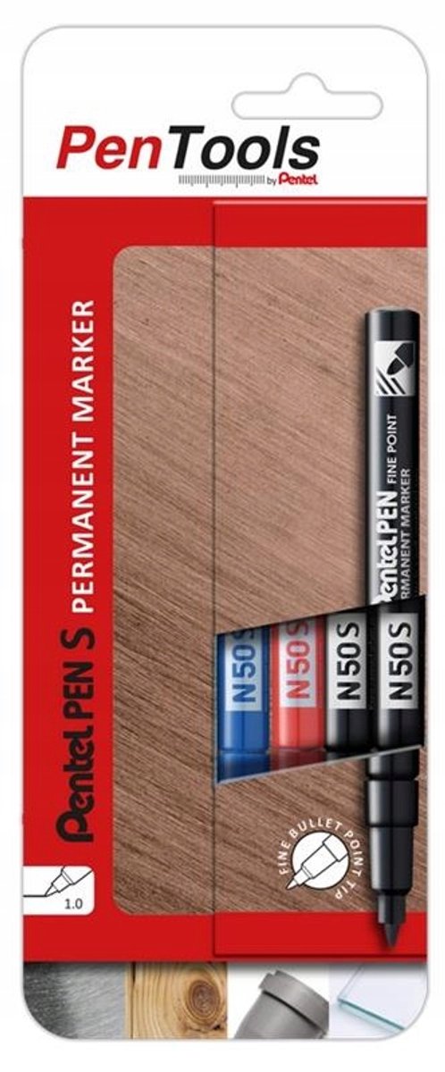 Pentel N50S permanente markerset - 4 stuks, diverse kleuren