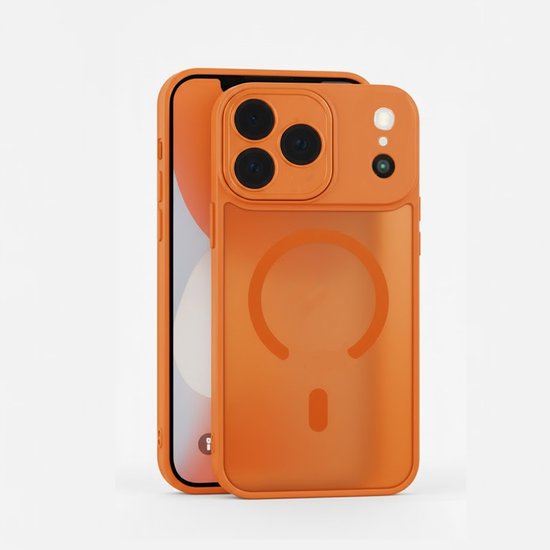 Hoesje Geschikt voor iPhone 17 Pro - Geschikt voor MagSafe Telefoonhoesje - Oranje - Casemania Matte Armor Magnetische Back Cover - Val/Stoot Bescherming met Camera Protection