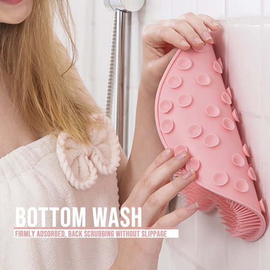 Douchemat - badmat antislip - Voetreinigingspad, rugscrubpad, exfoliërende badscrubpad, antislip zuignap voor aan de muur - Geschikt voor mannen en vrouwen (oranje kleur)