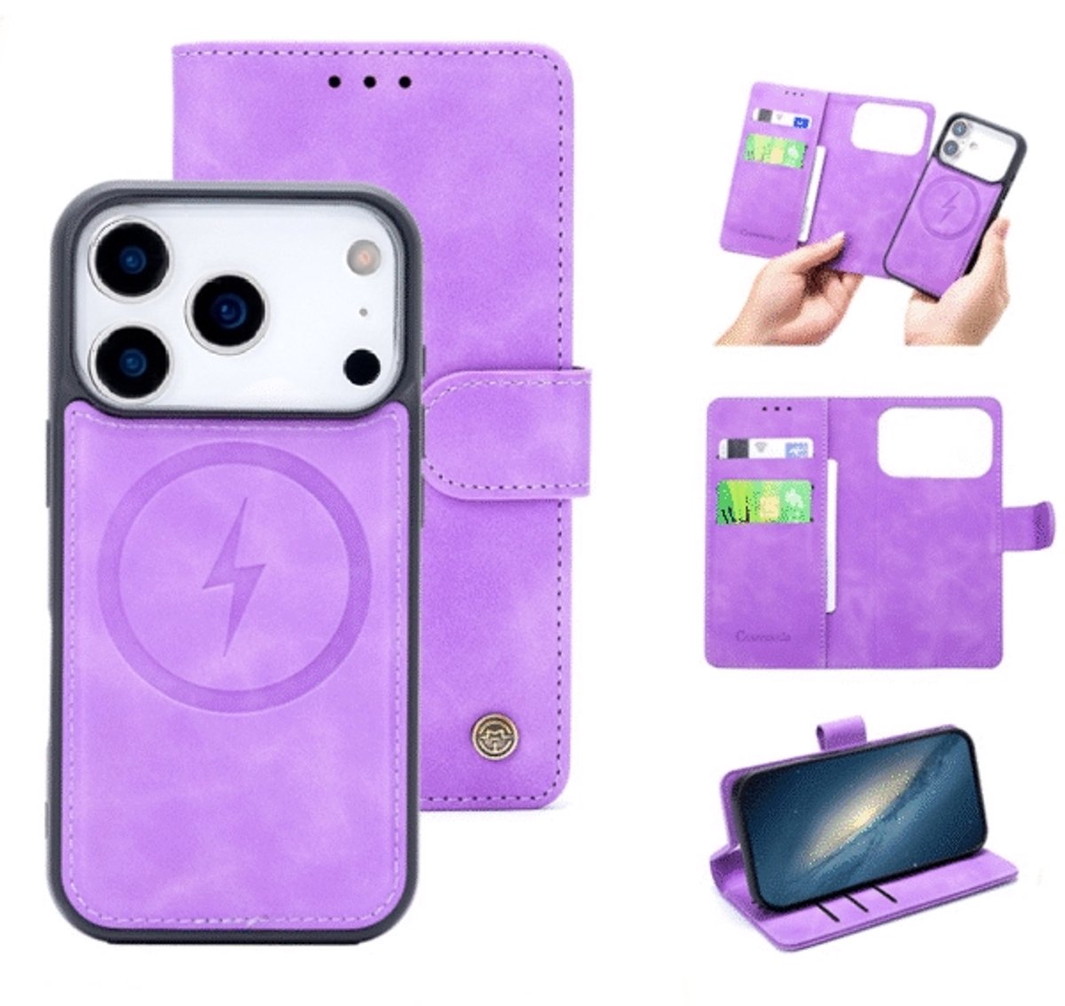 Casemania – Bookcase 2-1 MagSafe – iPhone 17 Pro Max Paars