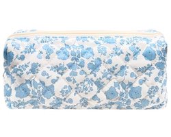 Klein Bloemenpatroon Pennenzak voor Dames en Meisjes | Katoenen Pennenzak met Rits | Gevoerde Make-up Tas voor School en Reizen