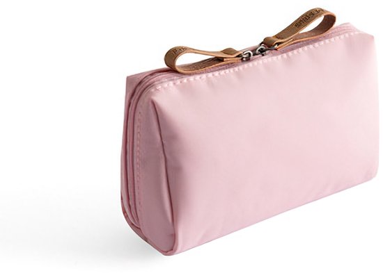 Ainy Make Up Tasje Roze - compacte organizer 15x11x6cm voor cosmetica en skincare - waterbestendig - toilettas dames voor make-up, sieraden en meer. De luxe beautycase voor tafel bureau of onderweg | cadeau voor vrouwen