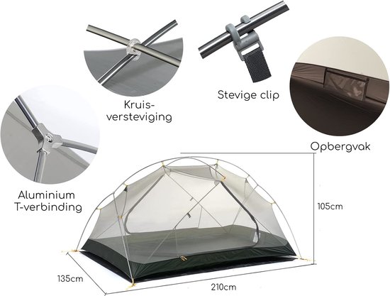 Naturehike Hillock 2-persoonstent – Ultralicht (1.8 Kg) En Waterdicht, Ideaal Voor Backpacken