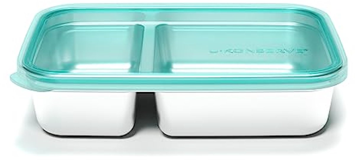 Gedeelde voedselcontainer van roestvrij staal met siliconen deksel - 825 ml