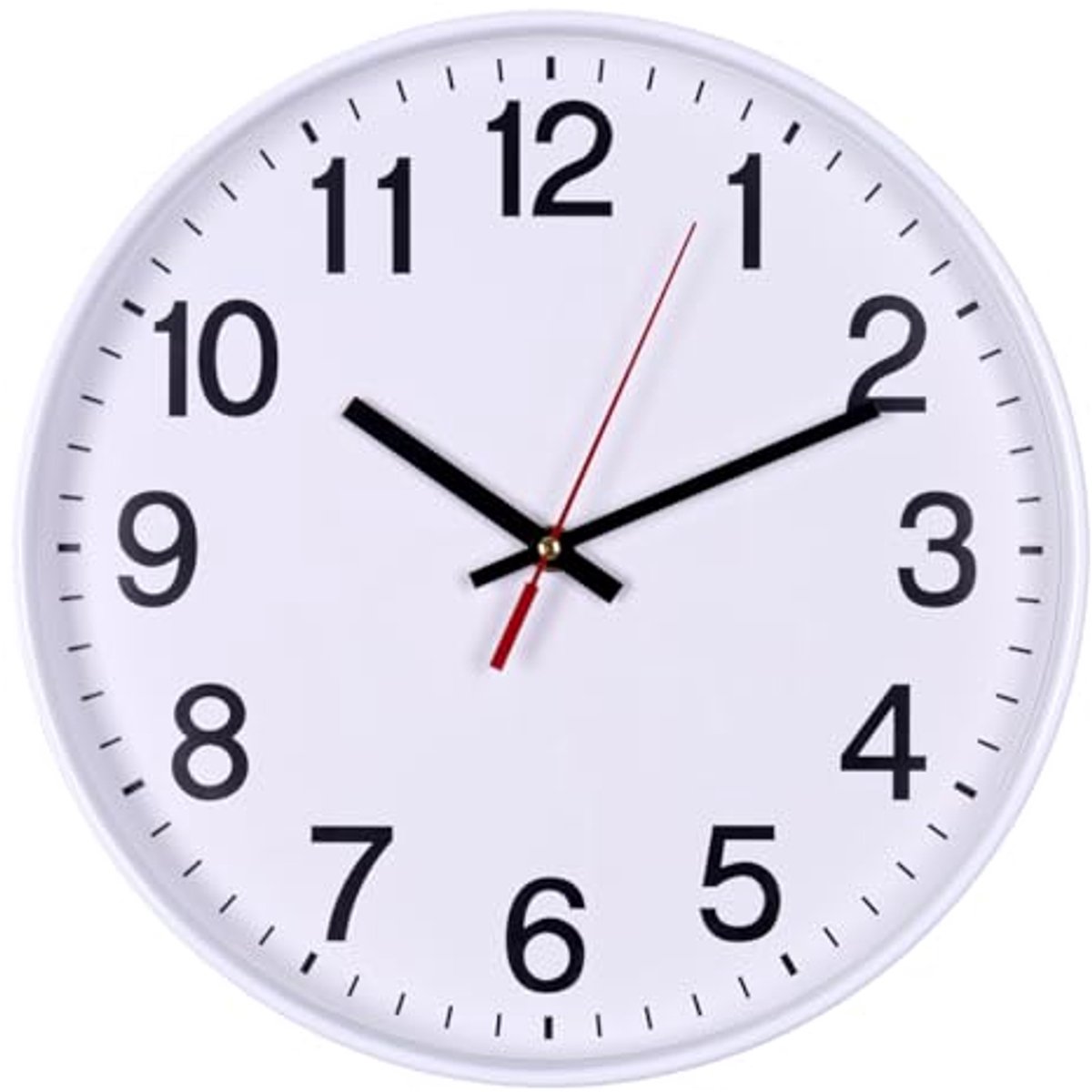 Wandklok 34 cm - Geruisloos, Modern Design, Rond, Analoog voor School, Kantoor, Woonkamer, Keuken