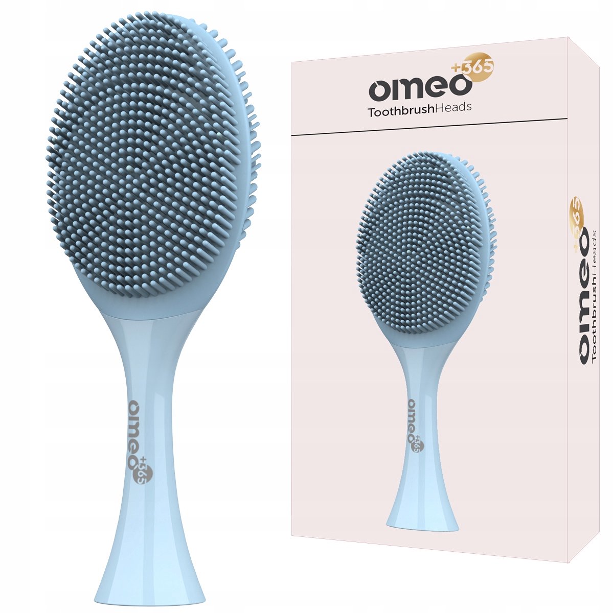 OMEO +365 Teeth&Face - Opzetborstel Gezichtsopzetstuk - Sonische tandenborstel - Facial reiniging - Blauw - 360° rotatie