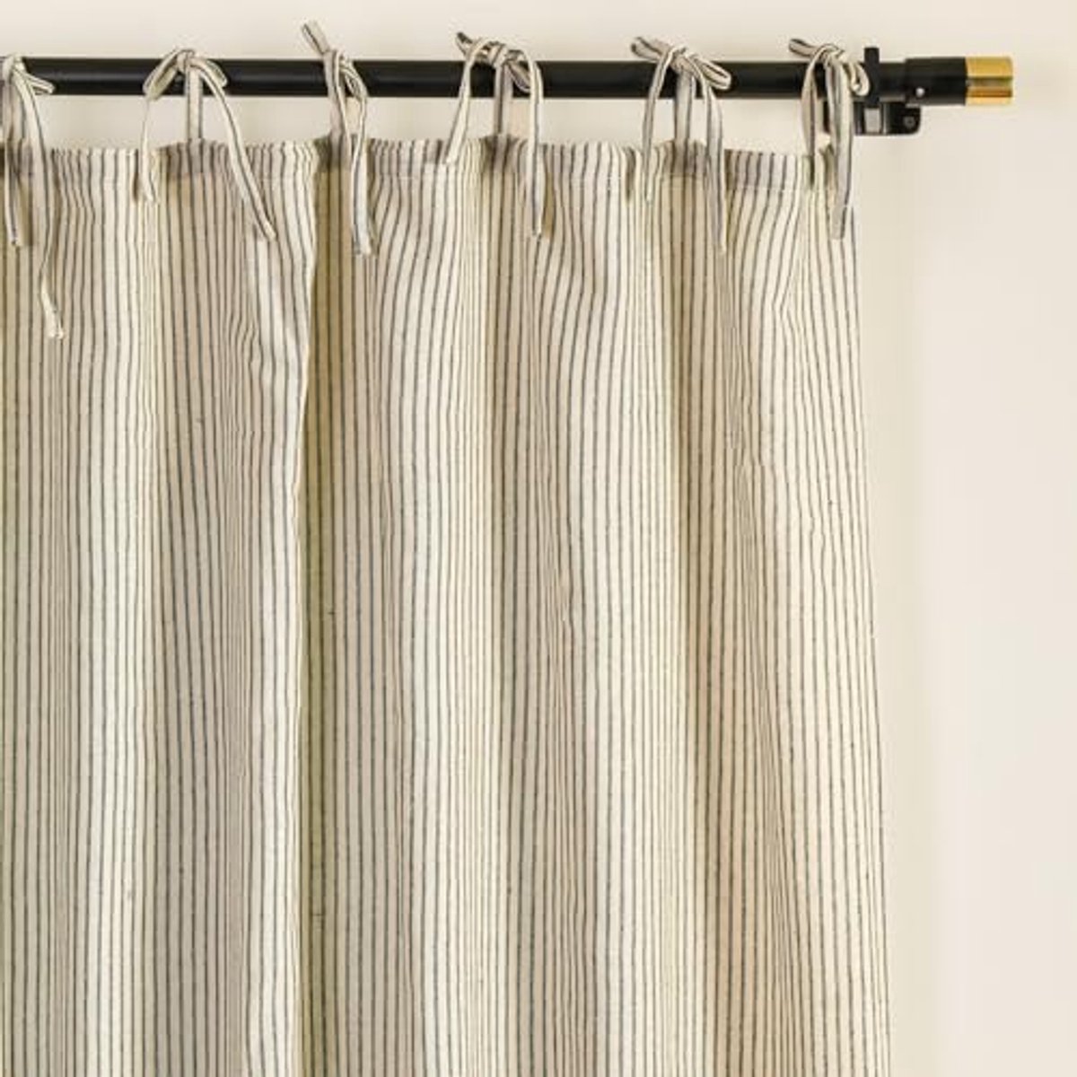 Gaas gestreepte gordijnen - Boho linnen lichtfilterende raambekleding voor woonkamer